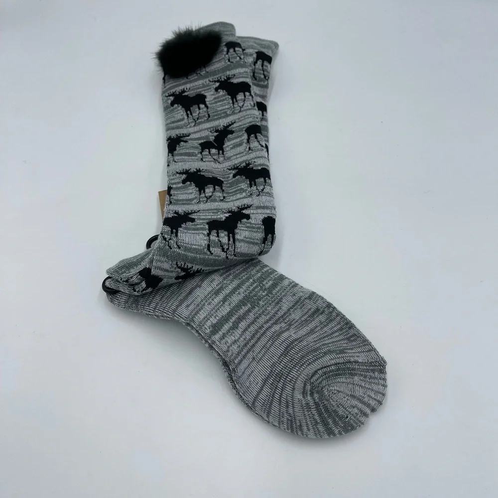 Born Full Cushion Moose Print Socks - Over the Calf